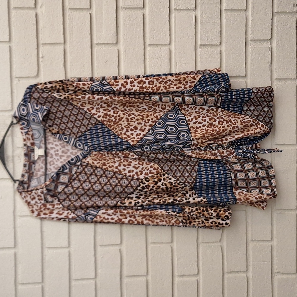 Cato Multicolor V-Neck Patchwork Soft & Stretchy … - image 1